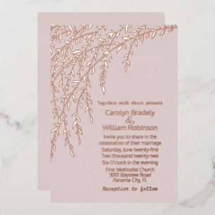 Rose Gold Willows Blush Mariage Foil Invitation