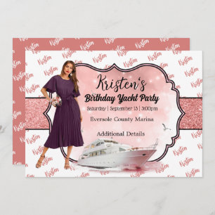 Rose Gold Yacht Party Anniversaire Invitation