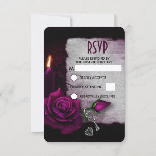 Rose gothique, bougie et mariage de parchemin RSVP