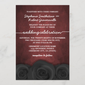 Rose gothique noir Halloween Invitations de mariag