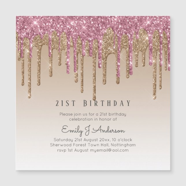 Rose goutte Parties scintillant or 21ème anniversa (Devant)