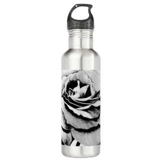 Rose gravé 24oz Bouteille d'eau
