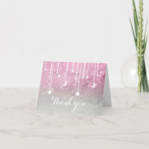 Rose Gris Blanc Lune & Étoiles Céleste Merci