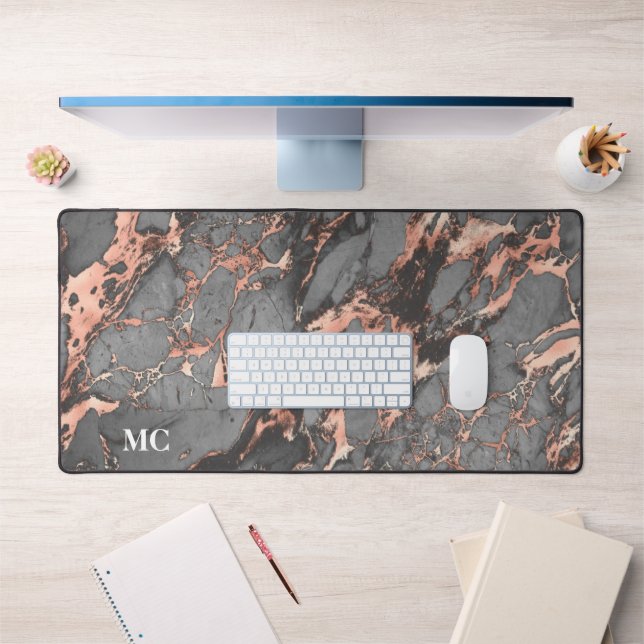 Rose gris or marbre & monogramme (Bureau 1)