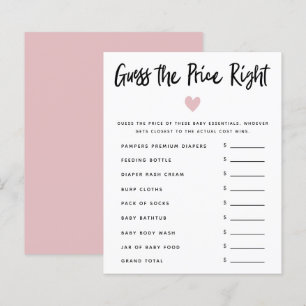 Rose Heart Girl Baby shower Devinez Le Prix Juste