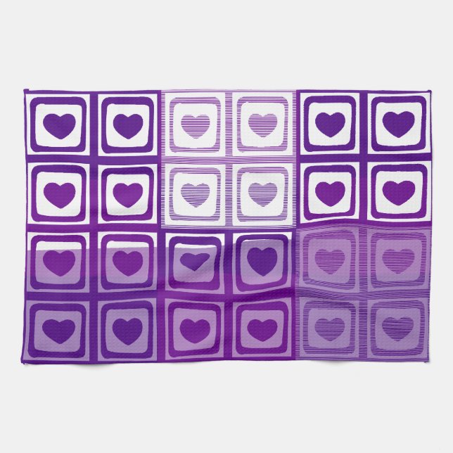 Rose Hearts Art Déco Serviette de cuisine (Horizontal)