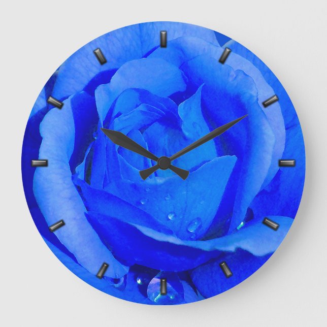 Rose Horloge Bleu Rose Fleur Mur Horloge Rose cade (Recto)
