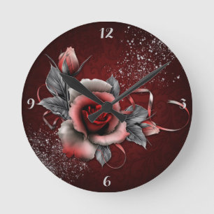 Rose - Horloge ronde (moyenne)
