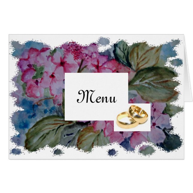 Rose hydrangeas - wedding  menu (Devant Horizontal)