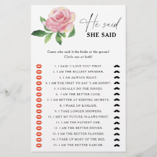 Rose - Il a dit qu'elle a dit jeu de douche nuptia