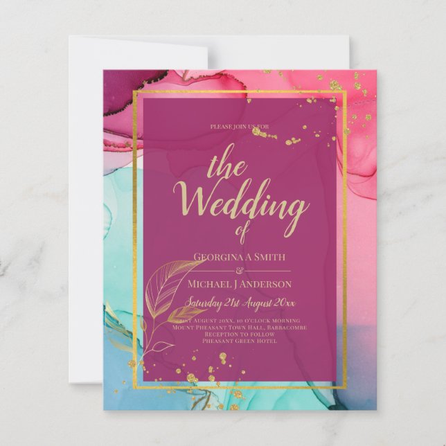 ROSE intense Turquoise OR OR MARIAGE Encre d'alcoo (Devant)