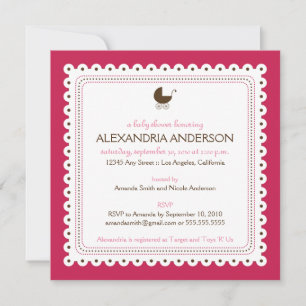 (Rose) Invitation Précieuse au Baby shower sur mes