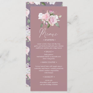 Rose Jardin fleuri Mariage Dîner Menue Invitation