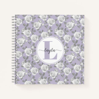 Rose Jardin Monogramme Carnet Lavande
