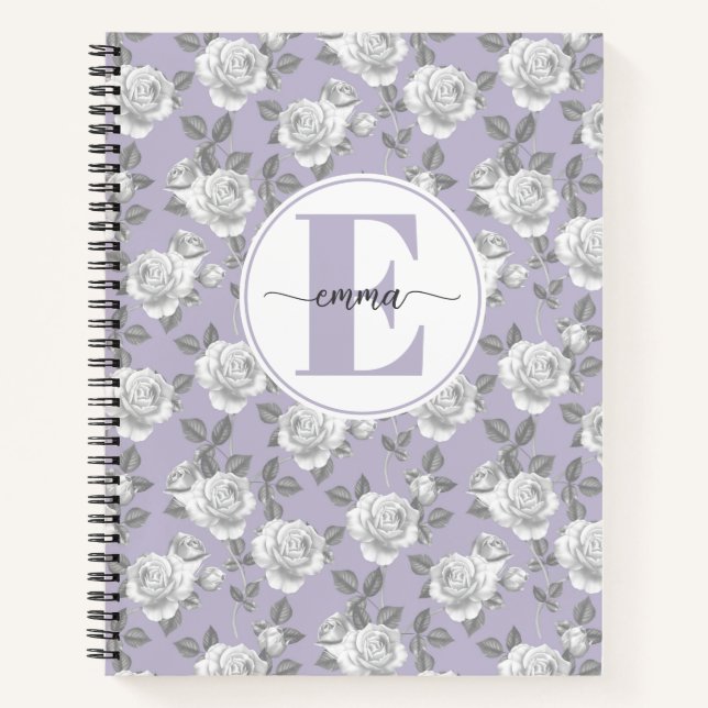 Rose Jardin Monogramme Carnet Lavande (Devant)