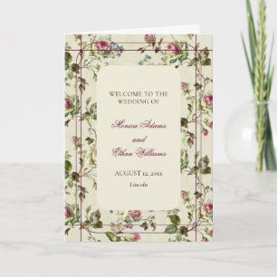 Rose jardin vintage programme de mariage