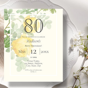Rose jaune 80e budget Invitation d'anniversaire