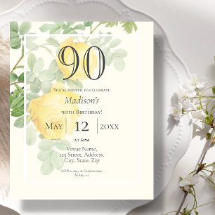 Rose jaune 90e Budget Invitation d'anniversaire