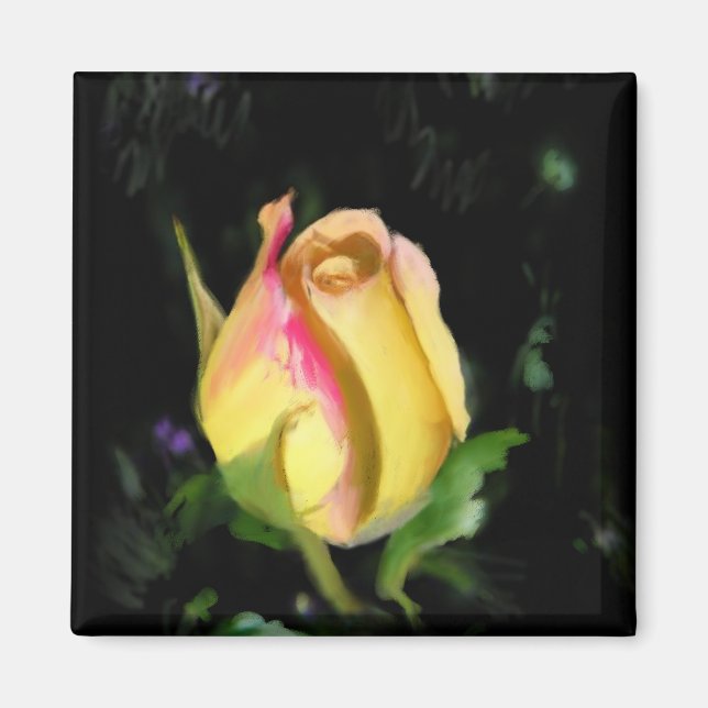 Rose jaune - aimant (Devant)