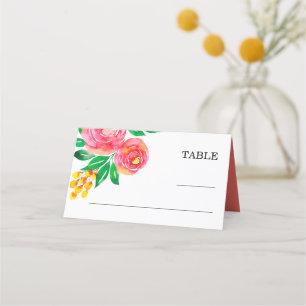 Rose, Jaune, Corail Vivant Floral Cartes de Place