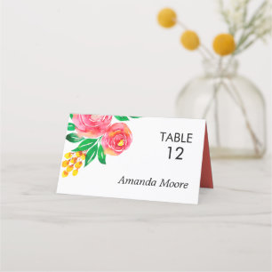 Rose, Jaune, Corail Vivant Floral Cartes de Place