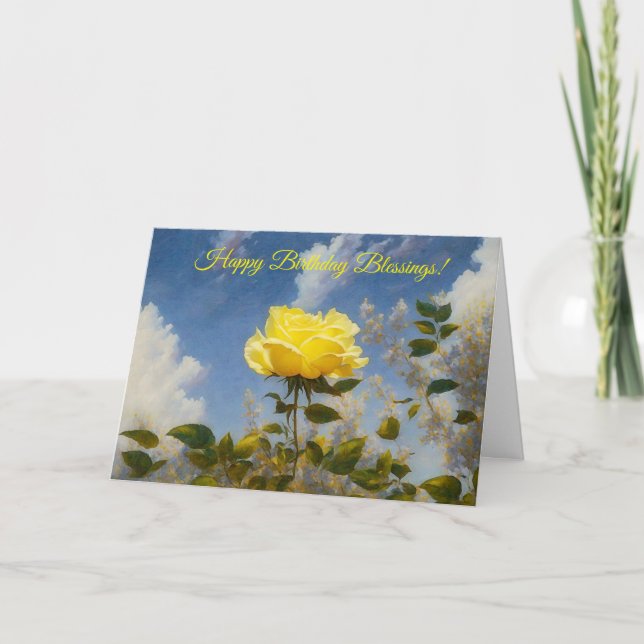 Rose jaune dans un jardin Art Faith Carte d'annive (Devant)
