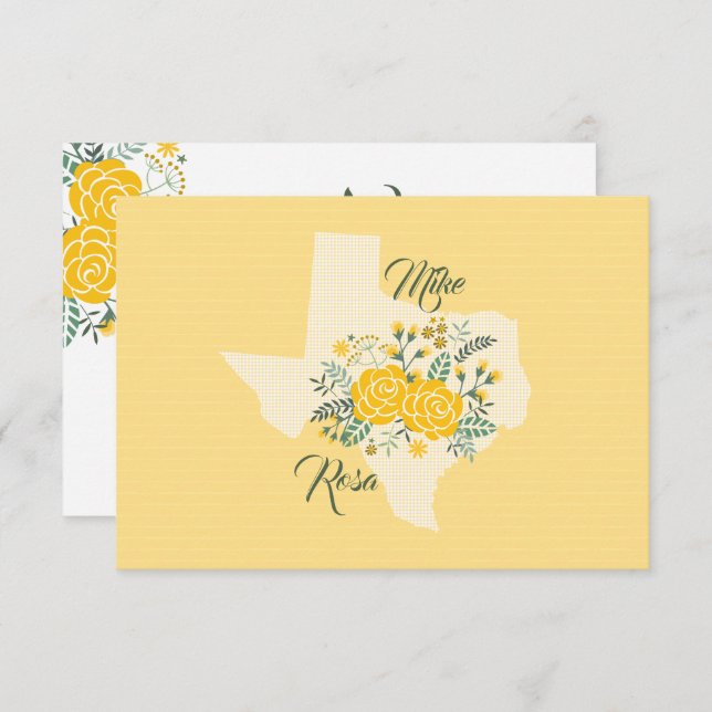 Rose jaune du Texas - En vichy mariage d'état RSVP (Devant / Derrière)