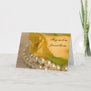 Rose jaune et perles blanches Faire-part de mariag
