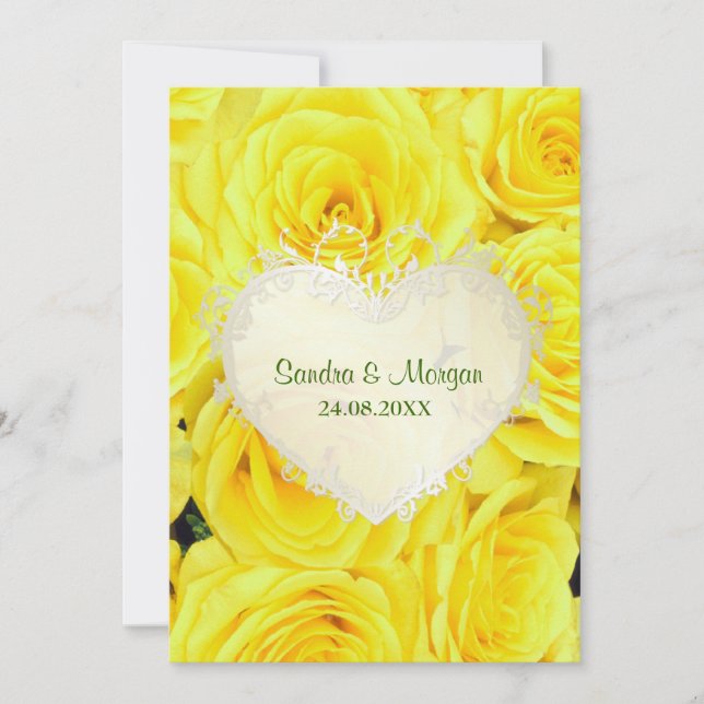 Rose jaune Faire-part de mariage florale (Devant)
