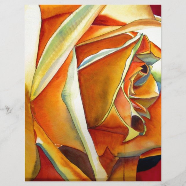 Rose jaune originale aquarelle Art (Devant)