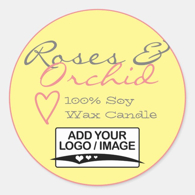 Rose jaune simple bougie Étiquettes avec logo Past (Devant)