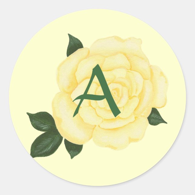 Rose jaune, Stickers Mariage Monogramme (Devant)