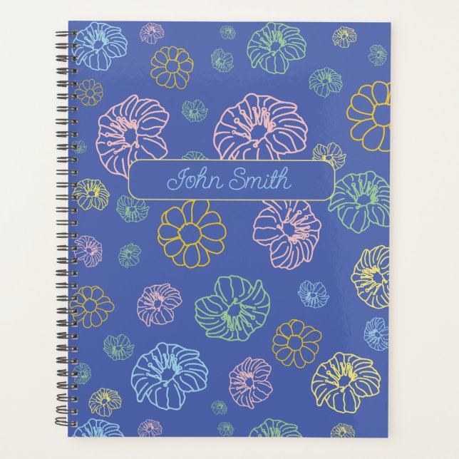 Rose, Jaune, Vert, Fleurs Bleues_ Motif Floral (Devant)