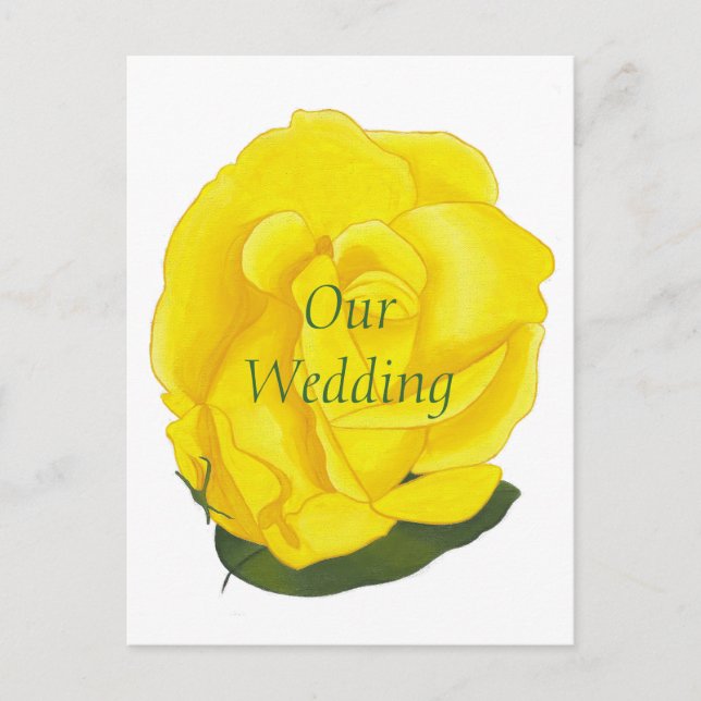 Rose jaune vif, Invitation de mariage Cartes posta (Devant)
