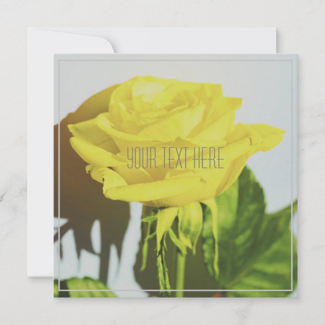 Rose jaune Votre Carte Plat Texte (Devant)
