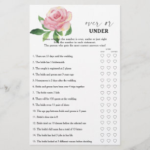 Rose - Jeu de baby shower mariage plus ou moins