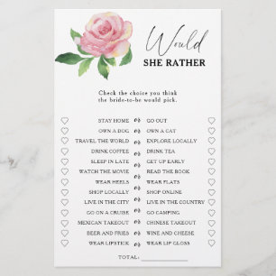 Rose - Jeu de baby shower pour la mariée