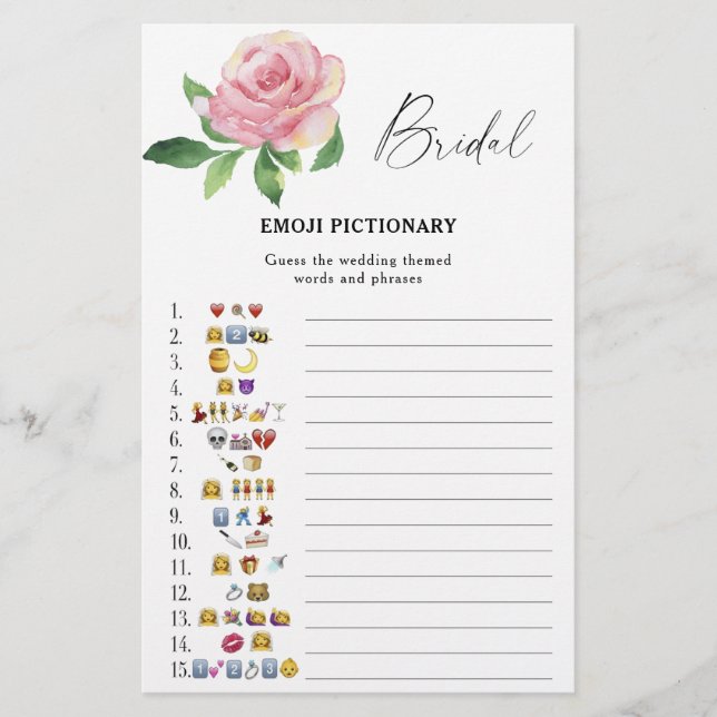 Rose - jeu de pictionary emoji pour la douche de l (Devant)