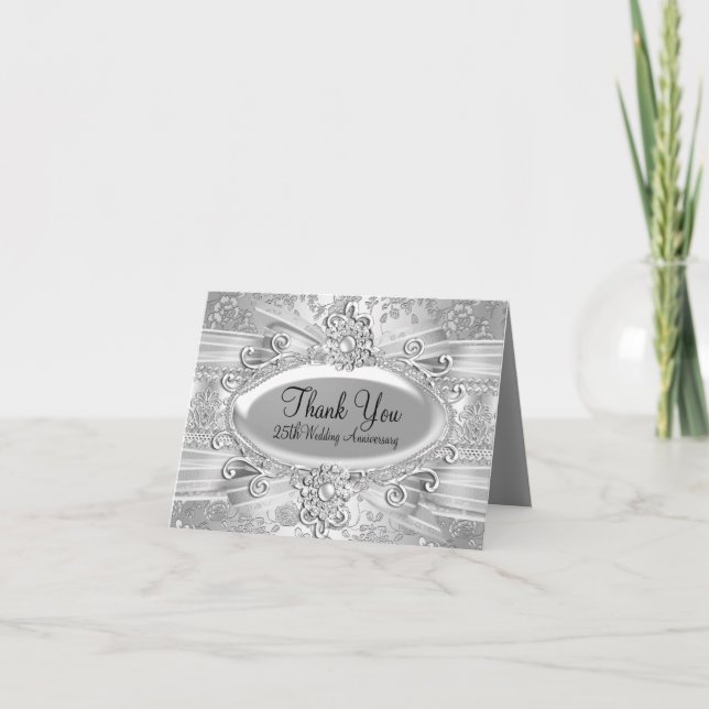 Rose & Jewel Argent 25e Anniversaire Merci (Devant)