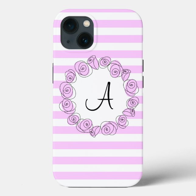 Rose Lilac Monogramme bande coque ipad vertical (Verso)