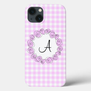 Rose Lilac Monogramme vérifier iPad Mini coque ver