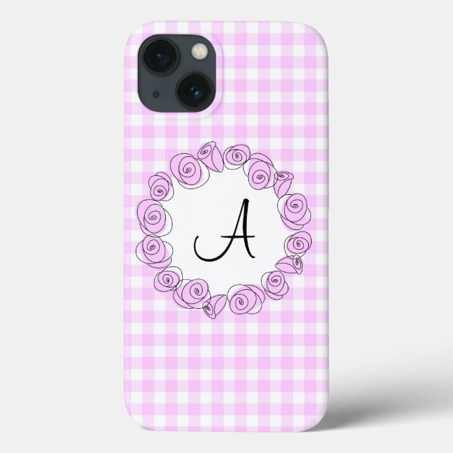 Rose Lilac Monogramme vérifier iPad Mini coque ver (Verso)
