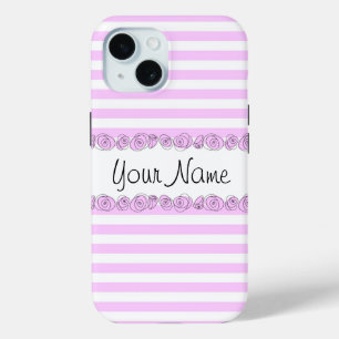 Rose Lilac 'Nom' rayé coque iphone vertical rayé