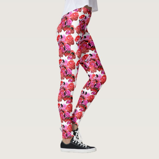 Rose, Logo Rose Rouge, Dames Leggings (Droite)