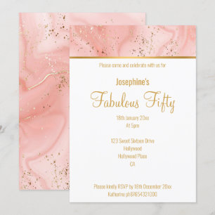 ROSE MARBRE OR ABSTRAIT INVITATION PERSONNALISÉE