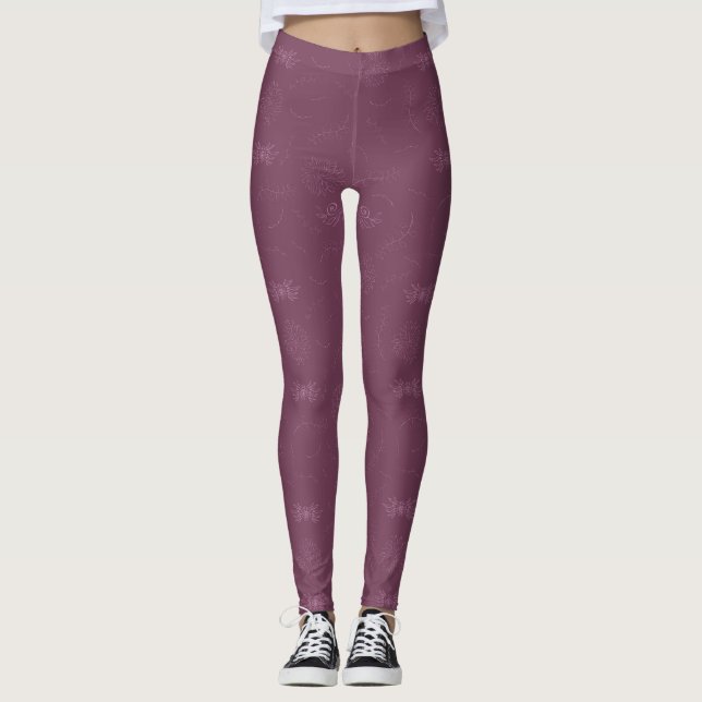Rose Mauve Femmes Leggings conçus à la main (Devant)