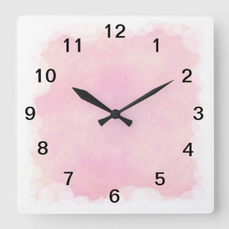 Rose Mélange blanc bulles et nuages Horloge murale