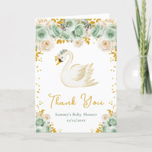 Rose  Merci de Baby shower de Swan Sage Green