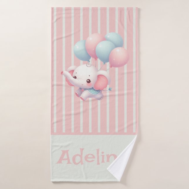 Rose, mignon petit éléphant (Serviette de bain)