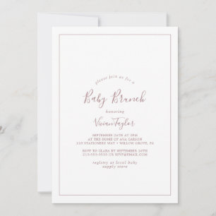 Rose minimaliste Gold Bébé Brunch Invitation